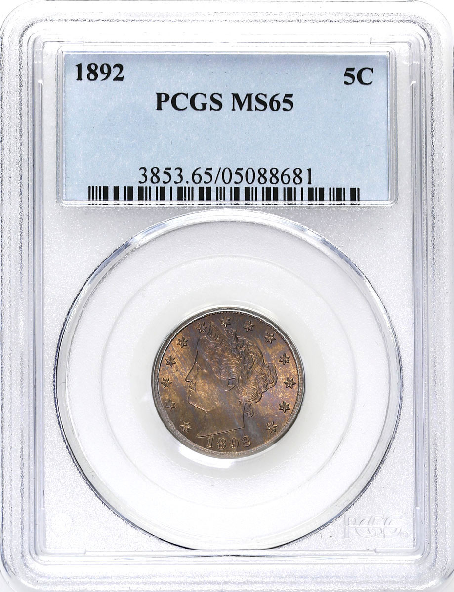 USA. 5 centów 1892 PCGS MS65 – PIĘKNE